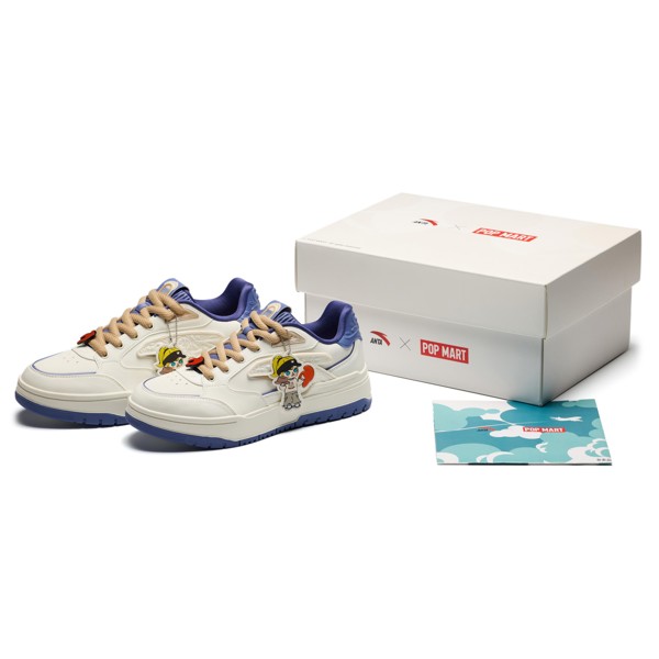 Кроссовки Pop Mart X ANTA Molly Skateboarding Shoes Women's Low-top White/Blue, белый/синий