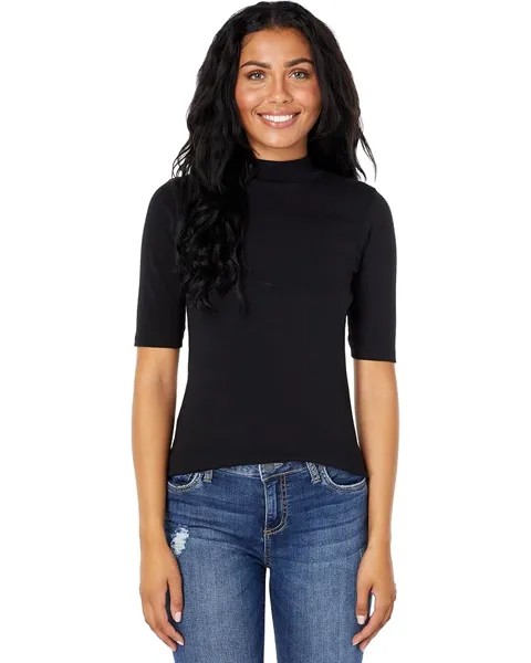 Футболка Lilla P 1X1 Rib Elbow Sleeve Mock Neck, черный