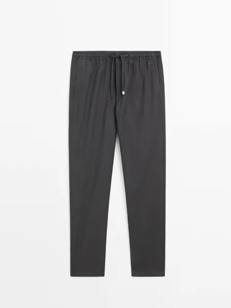 Брюки-Джоггеры из хлопка Massimo Dutti, серый