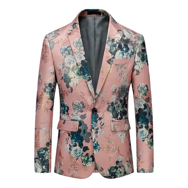 Мужская Цветочная блестящая куртка, Стандартный крой, с воротником-шалью, для выпусквечерние вечера, Костюмные куртки, уличная одежда, официальная одежда 5XL