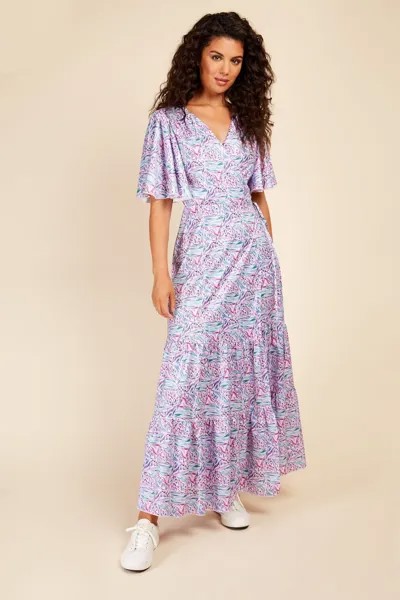 Атласное платье макси и цветочным мотивом Little Mistress, фиолетовый