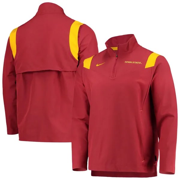 Мужская куртка Cardinal Iowa State Cyclones 2021 Team Coach с молнией на четверть Nike