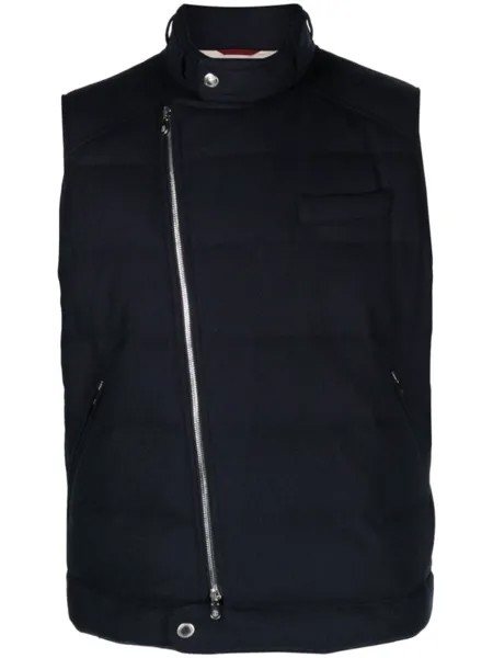 Brunello Cucinelli zip-up padded gilet, синий