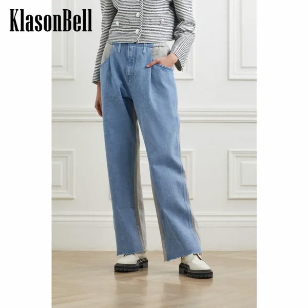 4,14 KlasonBell женские джинсовые Лоскутные вышитые карманы хлопковые удобные прямые джинсы