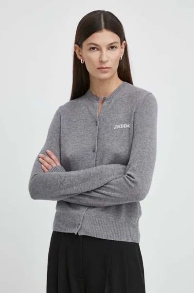 Кардиган из полушерсти Vinny Soft Wool Blen 2ndday, серый