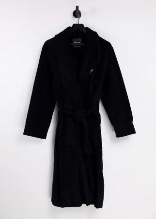 Черный халат с крупным логотипом Lyle & Scott Bodywear Jeremy-Черный цвет