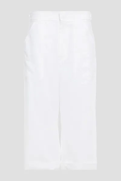 Укороченные льняные брюки широкого кроя Equipment, белый