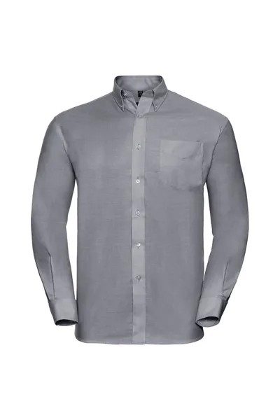 Легкая в уходе оксфордская рубашка с длинными рукавами Collection Russell, серебро