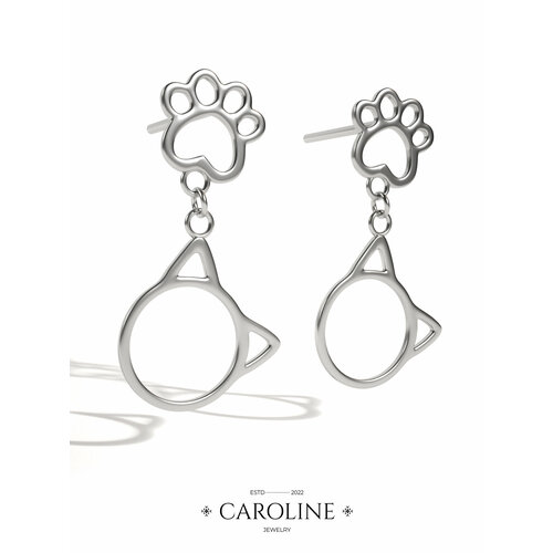 Серьги с подвесками Caroline Jewelry, акрил, кристалл, серебряный