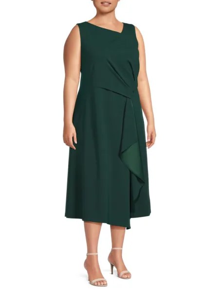 Платье-миди плюс с драпировкой Calvin Klein, цвет Malachite Green