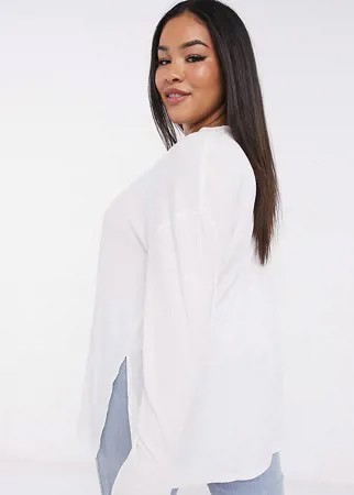 Белый лонгслив в рубчик ASOS DESIGN Curve