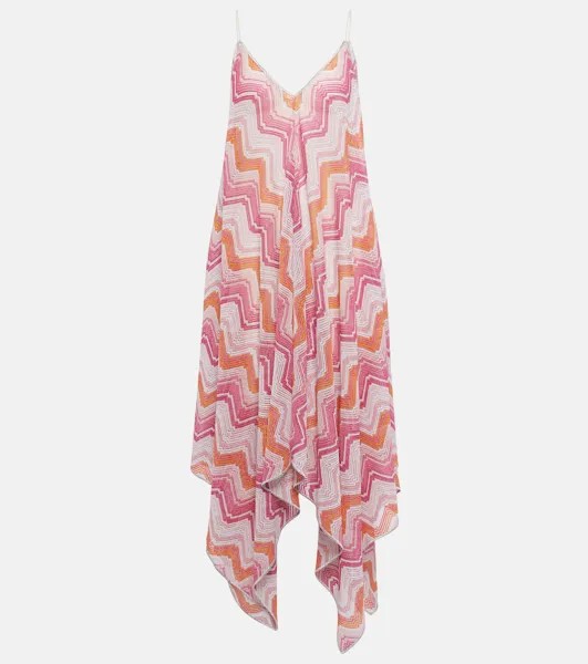 Асимметричное платье макси из ламе Missoni, розовый