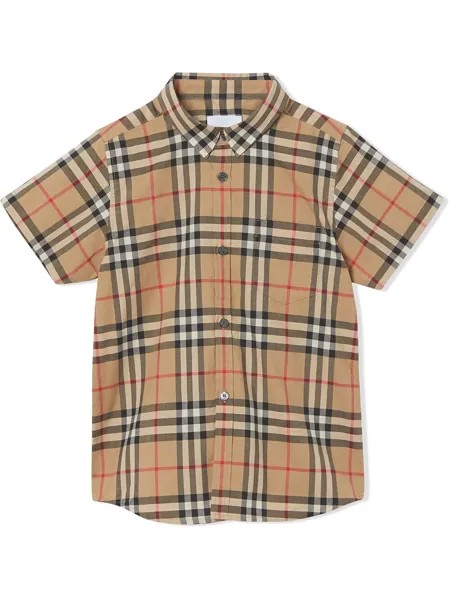 Burberry Kids клетчатая рубашка с короткими рукавами