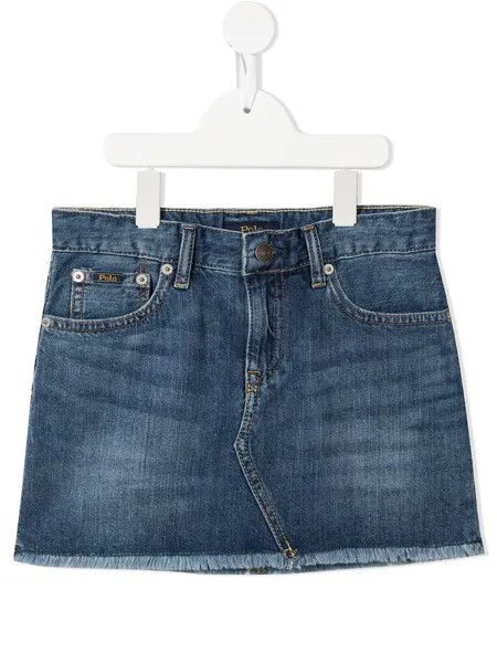 Ralph Lauren Kids джинсовая юбка с бахромой
