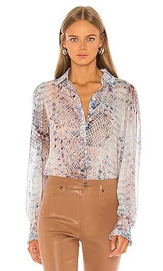Блузка ruffle cuff button up top - 7 For All Mankind