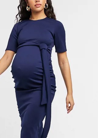 Темно-синее облегающее платье с открытой спиной True Violet Maternity-Темно-синий