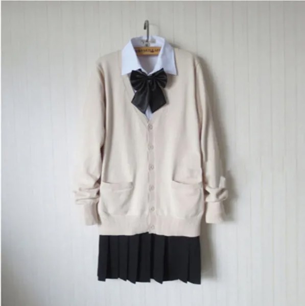 Японский женский свитер JK, кардиган, школьная форма, юбка, комплект с бантом, женская школьная форма, полный наряд, Новый S, M, L, XL, XXL, XXXL
