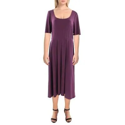 MSK Женское фиолетовое платье миди с рукавами до локтя и овальным вырезом до середины икры, XL BHFO 0739