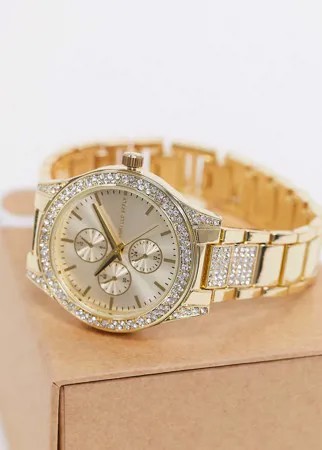 Золотистые наручные часы с кристаллами ASOS DESIGN-Золотой
