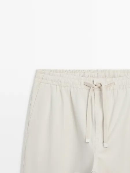 Брюки-Джоггеры из хлопка Massimo Dutti, beige