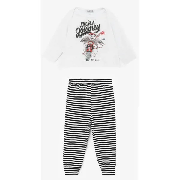 Gulliver Baby Пижама из мягкого меланжевого трикотажа с авторским рисунком 221GLVRUNC9701