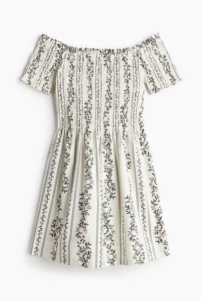 Платье H&M Smocked Off-the-shoulder, кремовый/черный