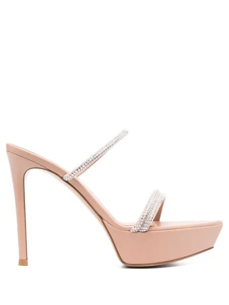 Gianvito Rossi босоножки на платформе с кристаллами, нейтральный цвет