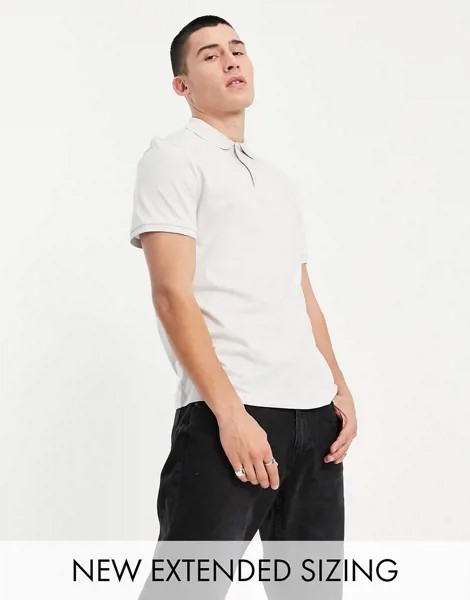 Светлая футболка-поло из смесового органического трикотажа ASOS DESIGN-Белый