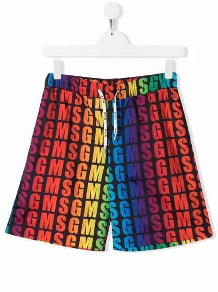 MSGM Kids плавки-шорты с кулиской и логотипом
