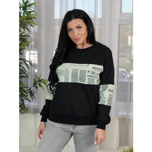Свитшот LOVETEX.STORE, размер 46, , черный, зеленый