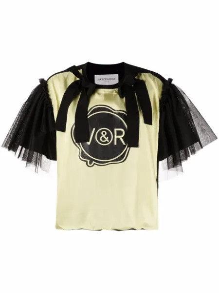 Viktor & Rolf футболка с оборками и логотипом, желтый