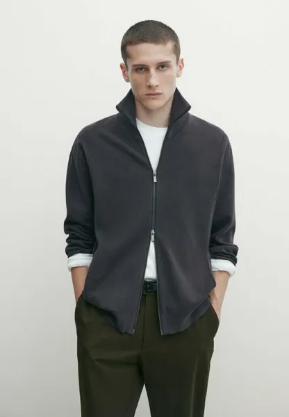 Кардиган With A Mock Neck Massimo Dutti, цвет grey