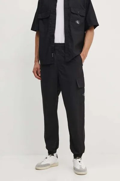 Хлопковые спортивные штаны Calvin Klein Jeans, черный