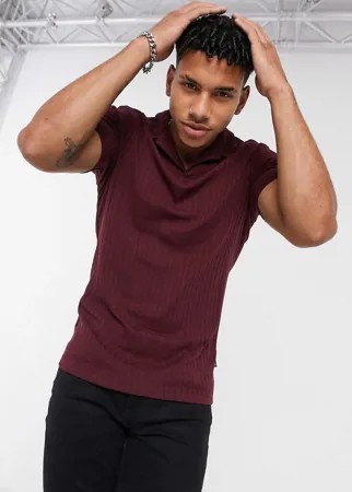 Бордовое поло в рубчик с отложным воротником Burton Menswear-Красный