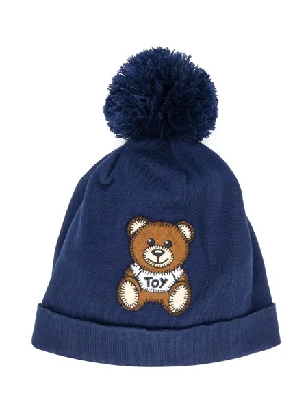 Moschino Kids шапка бини Teddy Bear с помпоном