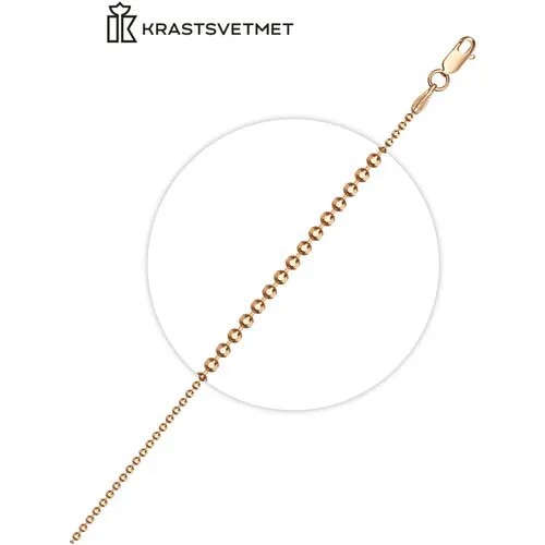 Браслет-цепочка Krastsvetmet, красное золото, 585 проба, длина 18 см.