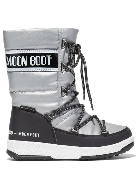 Moon Boot Kids САПОГИ PROTECHT QUILTED JUNIOR SILVER NYLON