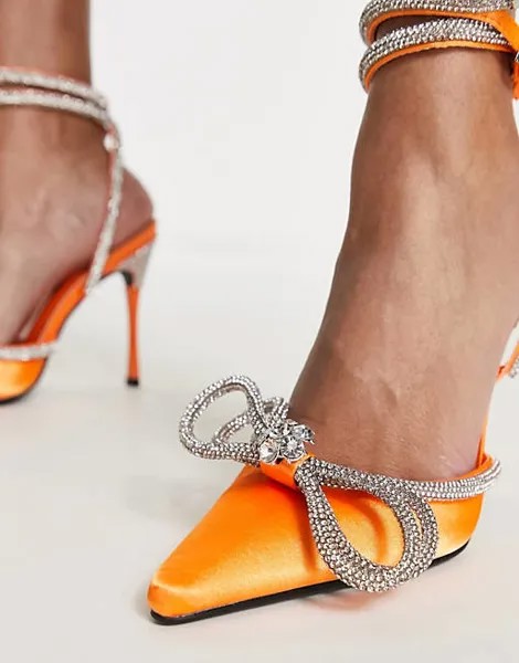 Оранжевые атласные туфли на каблуке Public Desire Wide Fit Midnight