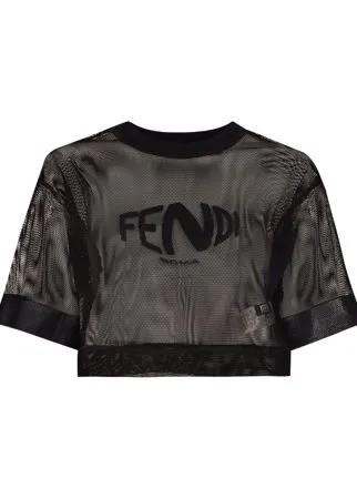 Fendi сетчатая футболка с логотипом