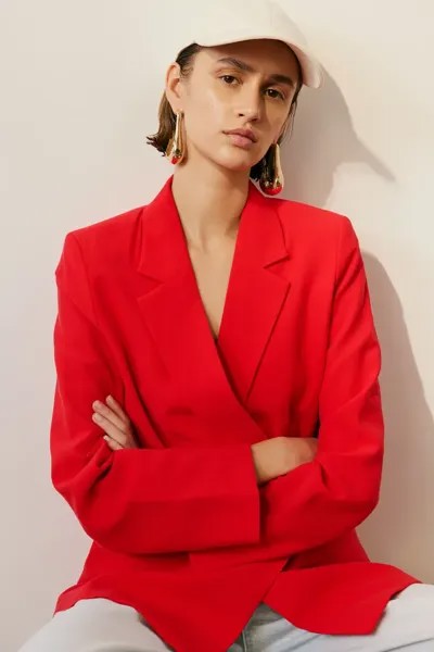 Двубортный пиджак H&M, красный