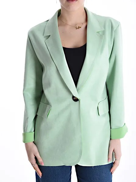 Замшевый пиджак с пуговицами, темно-зеленый