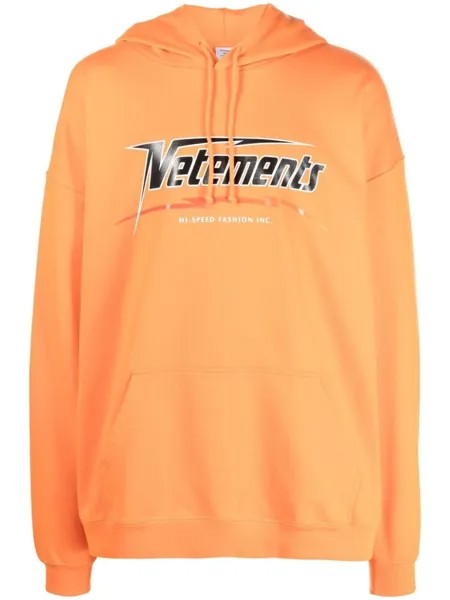 VETEMENTS худи оверсайз с логотипом, оранжевый