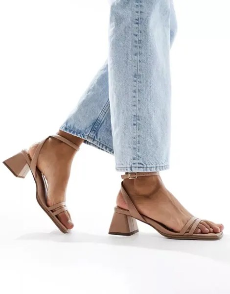 Бежевые босоножки на среднем каблуке ASOS Honeydew