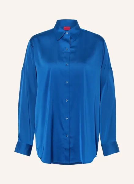 Атласная блузка-рубашка ecosy Hugo, синий