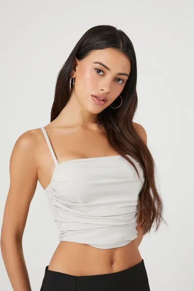 Корсетная укороченная майка Forever 21, серебряный