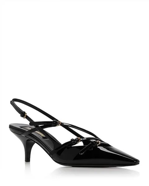 Женские босоножки на высоком каблуке Calzature Donna с острым носком и пяткой на пятке Miu Miu, цвет Black