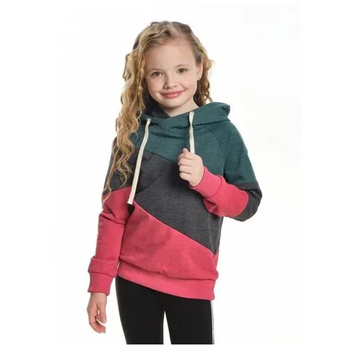Худи для девочки Mini Maxi, модель 7413, цвет зеленый/красный, размер 134