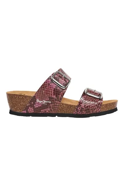 Тапочки из экокожи с ремешком с пряжкой Pepe Jeans London, фиолетовый