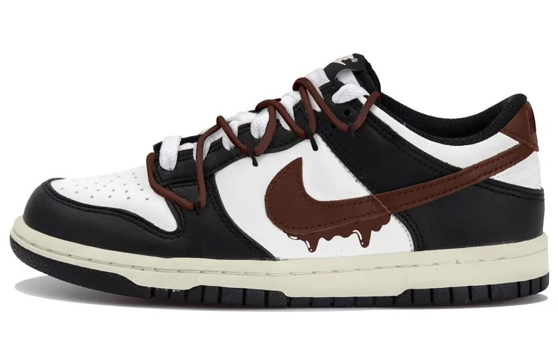 Кроссовки Nike Dunk Skateboarding Shoes Women's Low-top Black/White/Brown, черный/белый/коричневый