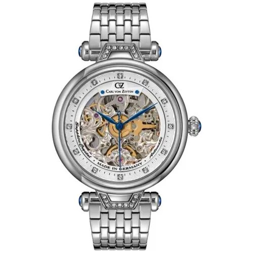 Наручные часы Carl von Zeyten Skeleton, серебряный, белый
